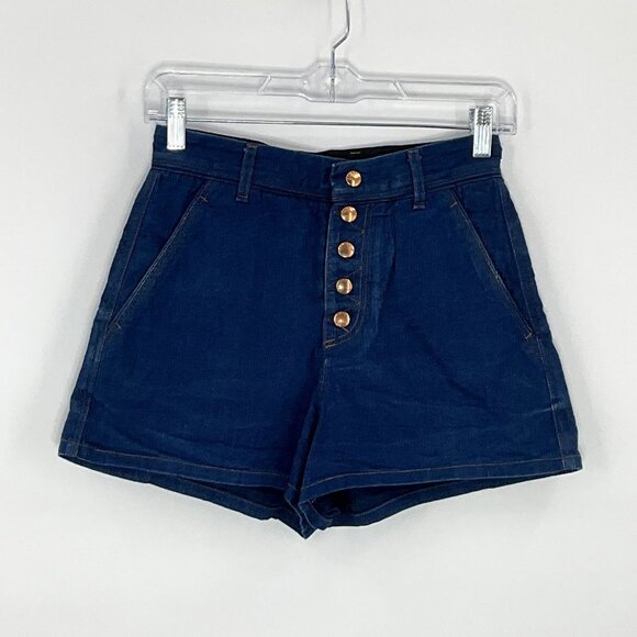 rag & bone Pants - Rag & Bone Shorts Women 0 Blue 100% Cotton Front Buttons Pockets High Rise Denim